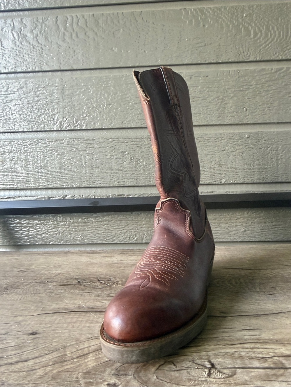 Durango Men’s Brown Leather Western Pull-On Boots Made in USA size 7 EE
